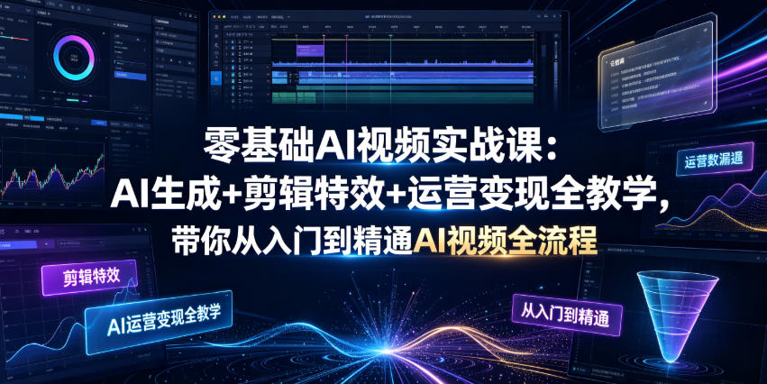 零基础AI视频实战课:AI生成+剪辑特效+运营变现全教学,带你从入门到精通AI视频全流程插图 零基础AI视频实战课:AI生成+剪辑特效+运营变现全教学,带你从入门到精通AI视频全流程