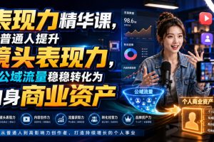 表现力精华课,帮普通人提升镜头表现力,把公域流量稳稳转化为自身商业资产
